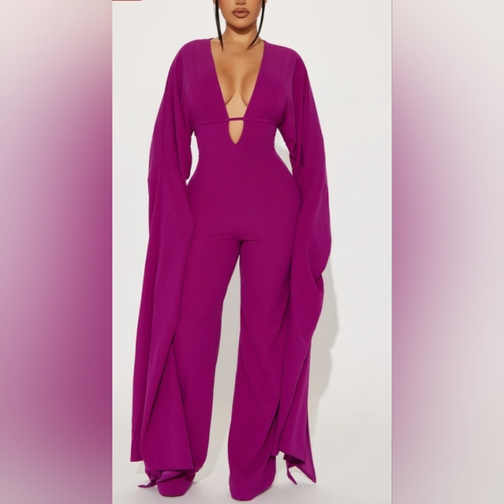 ❣️🩷Fashion Nova - Take Me There - Purple - Jumpsuit-New Arrival Size 1X💘❤️‍🩹 - Picture 2 of 6